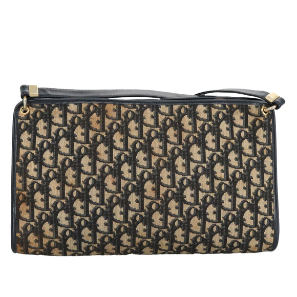 Christian Dior Trotter Canvas Shoulder Bag Navy Gold Auth ep6208 - Picture 3 of 16